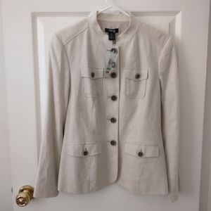NWT Style and Company Linen Safari Style Blazer Flax 8 Petite